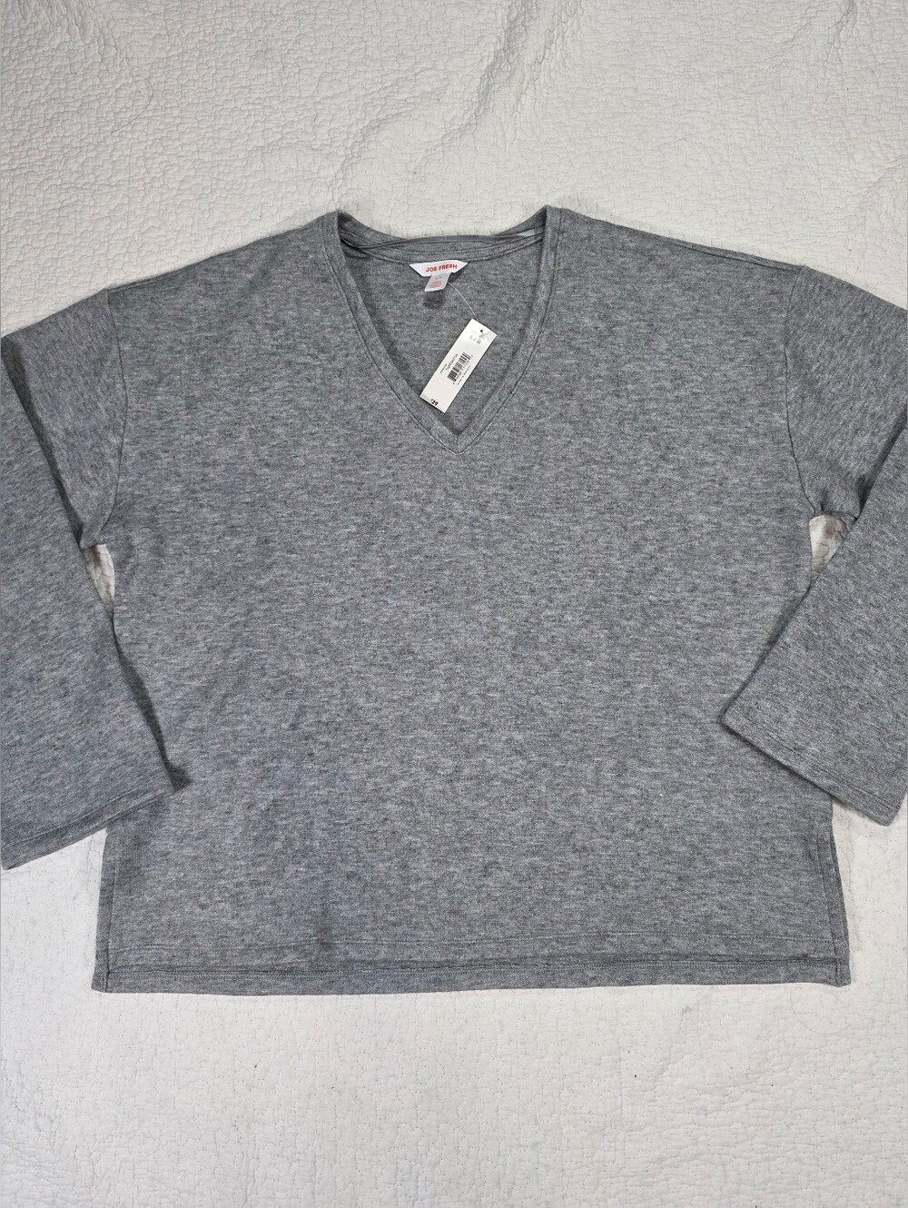 Joe Fresh Gray V-Neck Long Sleeve Soft Sweater